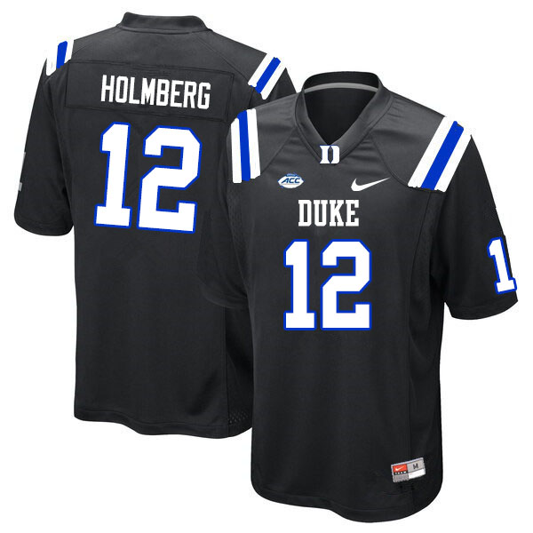 Duke Blue Devils #12 Gunnar Holmberg College Football Jerseys Sale-Black
